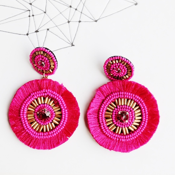Fuchsia Fanta Tassel Earrings - Picture 2 of 2